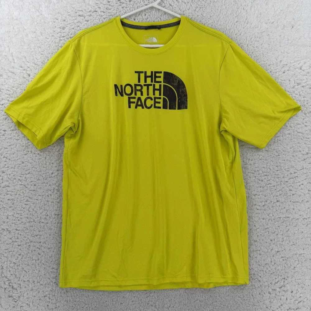 The North Face Mens Yellow Logo Graphic Tee Shirt Outdoor Camo Fill Medium
